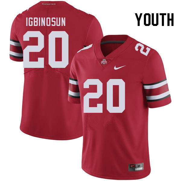 Youth #20 Davison Igbinosun Ohio State Buckeyes College Football Jerseys Stitched-Red